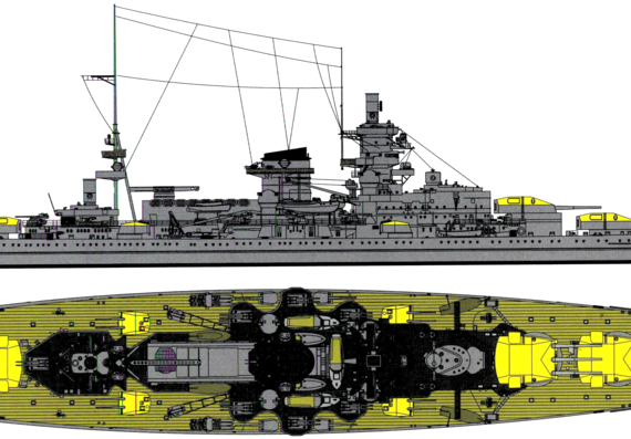 Боевой корабль DKM Scharnhorst 1941 [Battleship] - чертежи, габариты, рисунки